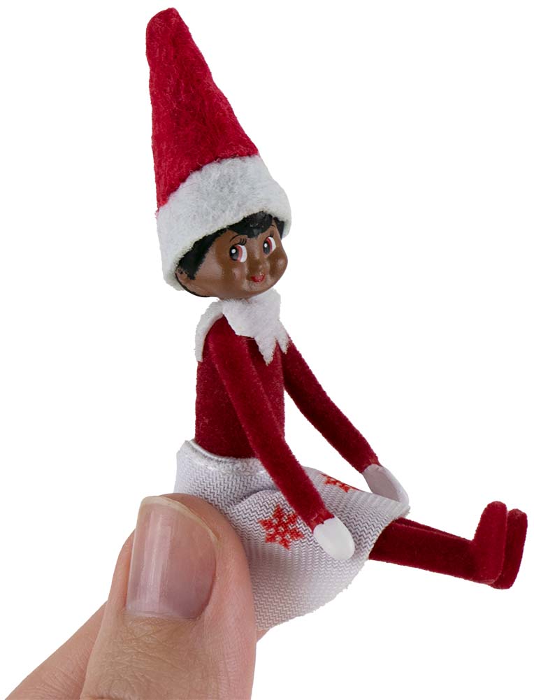 World's Smallest - Elf on the Shelf - Dark Girl in hand