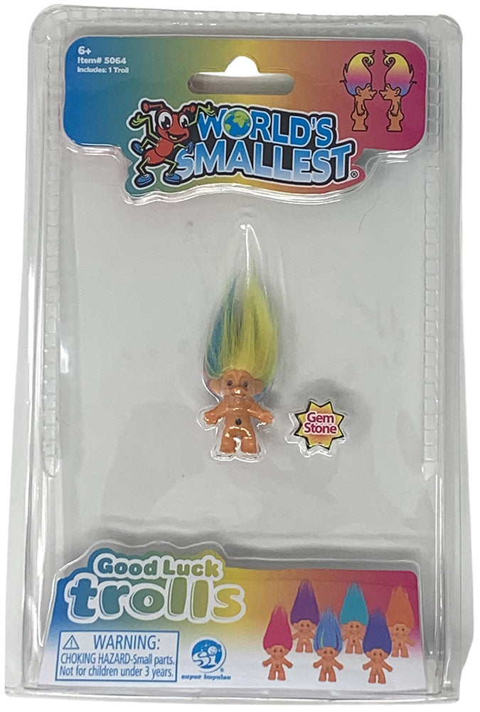 World's Smallest Trolls - (Complete Set Bundle of 6) Mult-colored hair