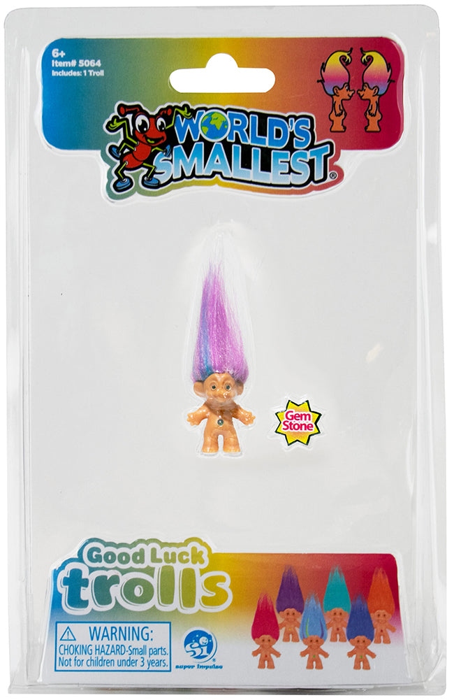 World's Smallest Trolls - (Complete Set Bundle of 6) Pastel hair