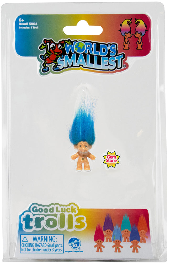 World's Smallest Trolls - (Complete Set Bundle of 6) Blue hair