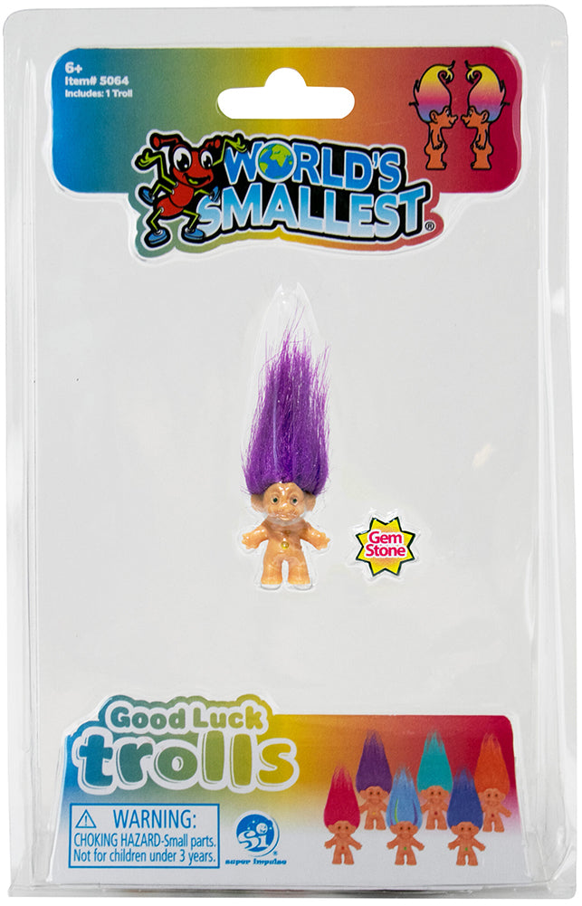 World's Smallest Trolls - (Complete Set Bundle of 6) purple hair