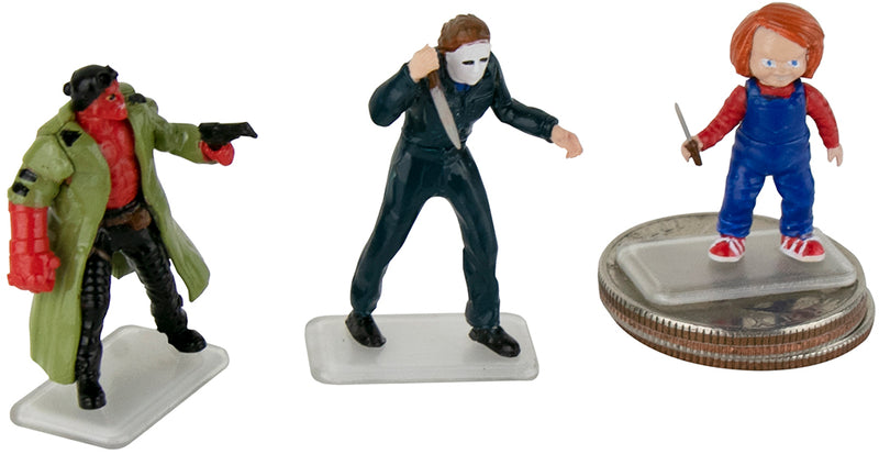 World’s Smallest Universal Studios Horror Micro Action Figures - (Bundle of 3) on quarters