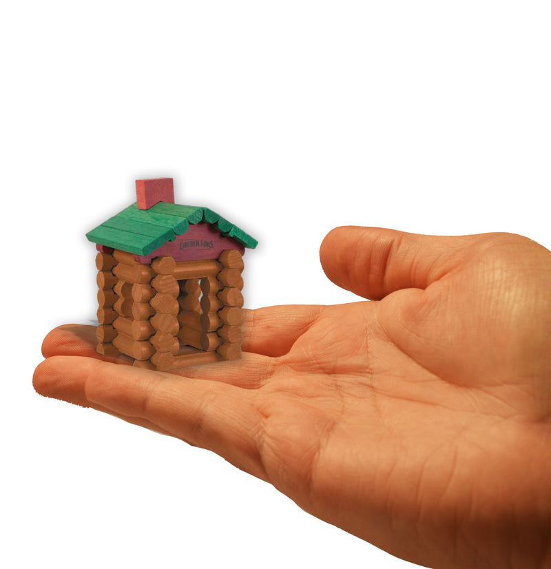 World’s Smallest Lincoln Logs in hand