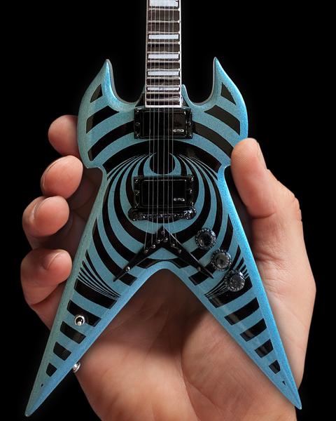 Zakk Wylde Miniature "Warhammer" Pelham Blue Vertigo Guitar - Officially Licensed Collectible (ZW-010) close up