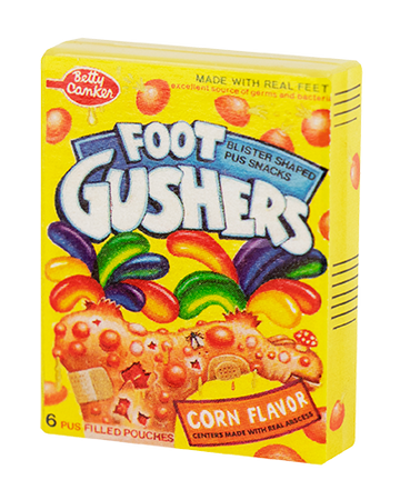 Wacky Packages Minis - Foot Gushers (plus 4 Mystery) - Series 2 close up