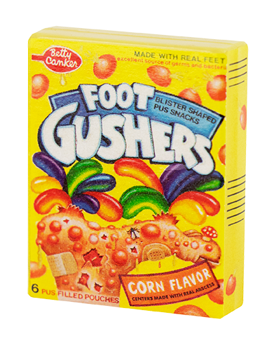 Wacky Packages Minis - Foot Gushers (plus 4 Mystery) - Series 2 close up