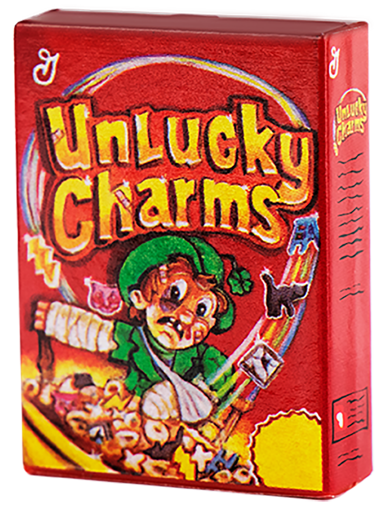 Wacky Packages Minis - Unlucky Charms (plus 4 Mystery) - Series 2 close up